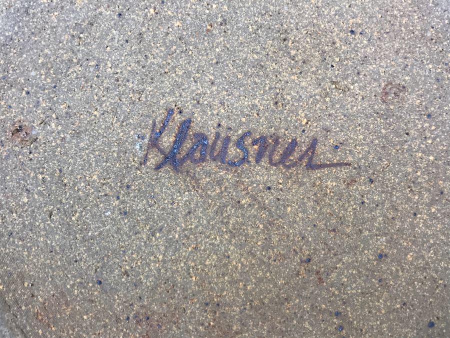 Vintage Klausner Signed Stoneware Pottery Teapot With Wooden Handle [Photo 9]