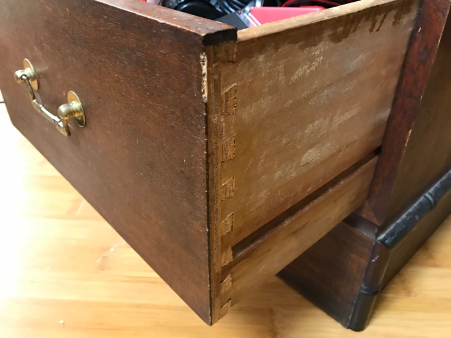 Cool Mid-Century Chinoiserie Wooden Executive Desk With Cane Back By Ricardo Lynn & Co [Photo 21]