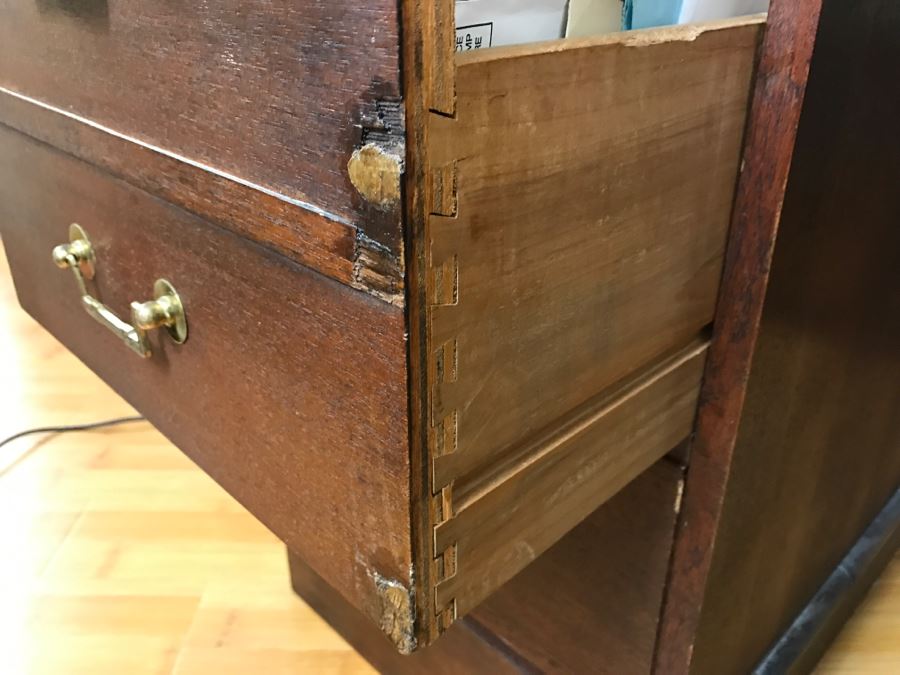 Cool Mid-Century Chinoiserie Wooden Executive Desk With Cane Back By Ricardo Lynn & Co [Photo 20]