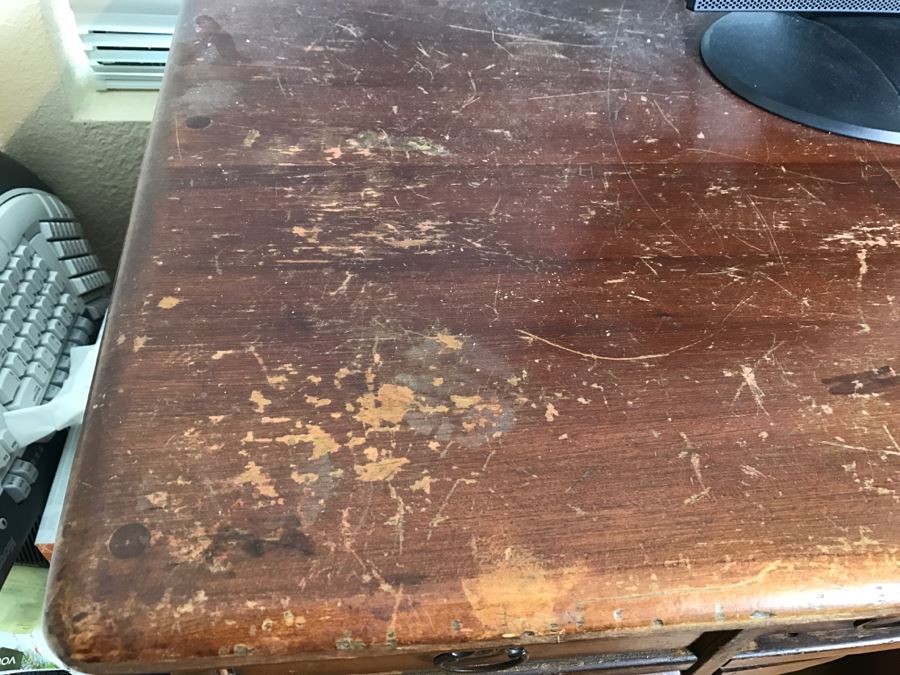 Very Nice Stained Maple Vintage Desk [Photo 7]