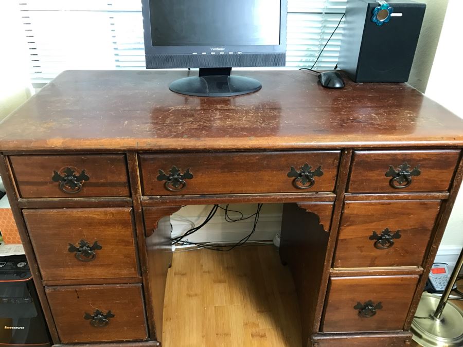 Very Nice Stained Maple Vintage Desk [Photo 2]