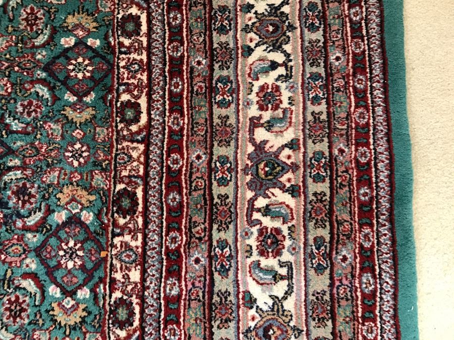 Large Vintage Persian Rug With Light Greens, Light Blues, Maroons And Tans [Photo 8]