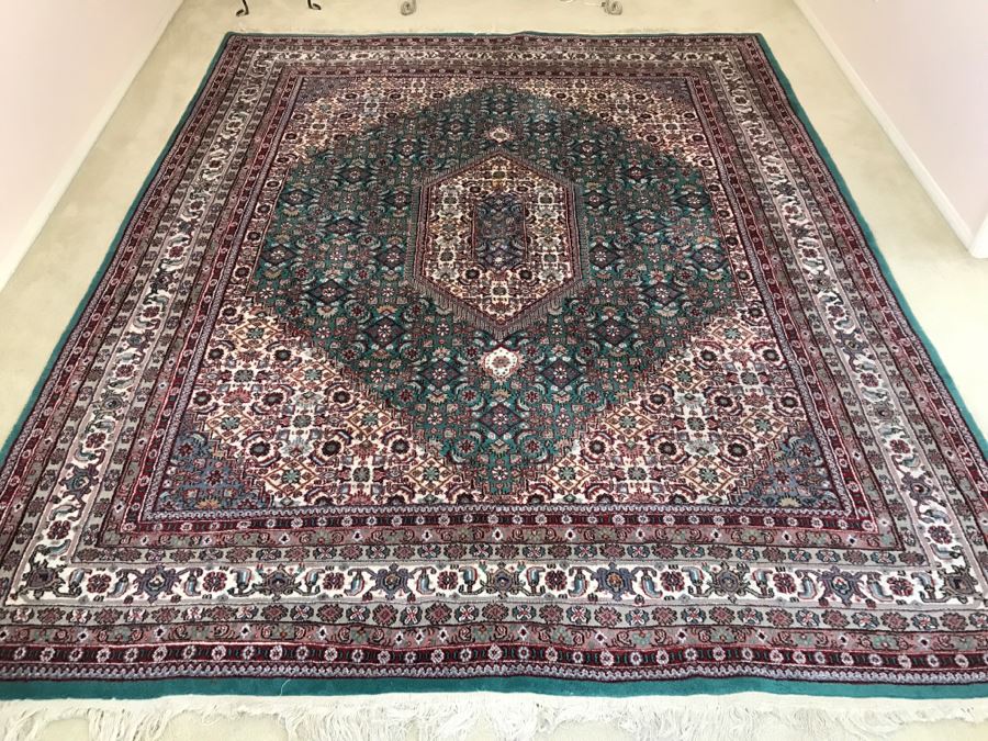 Large Vintage Persian Rug With Light Greens, Light Blues, Maroons And Tans [Photo 2]