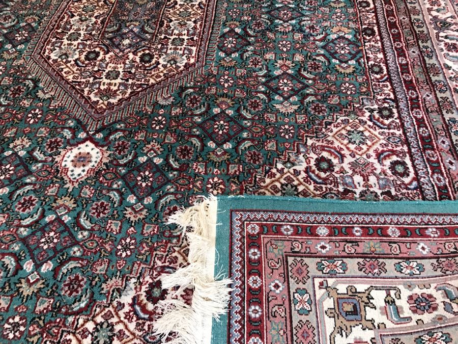 Large Vintage Persian Rug With Light Greens, Light Blues, Maroons And Tans [Photo 9]