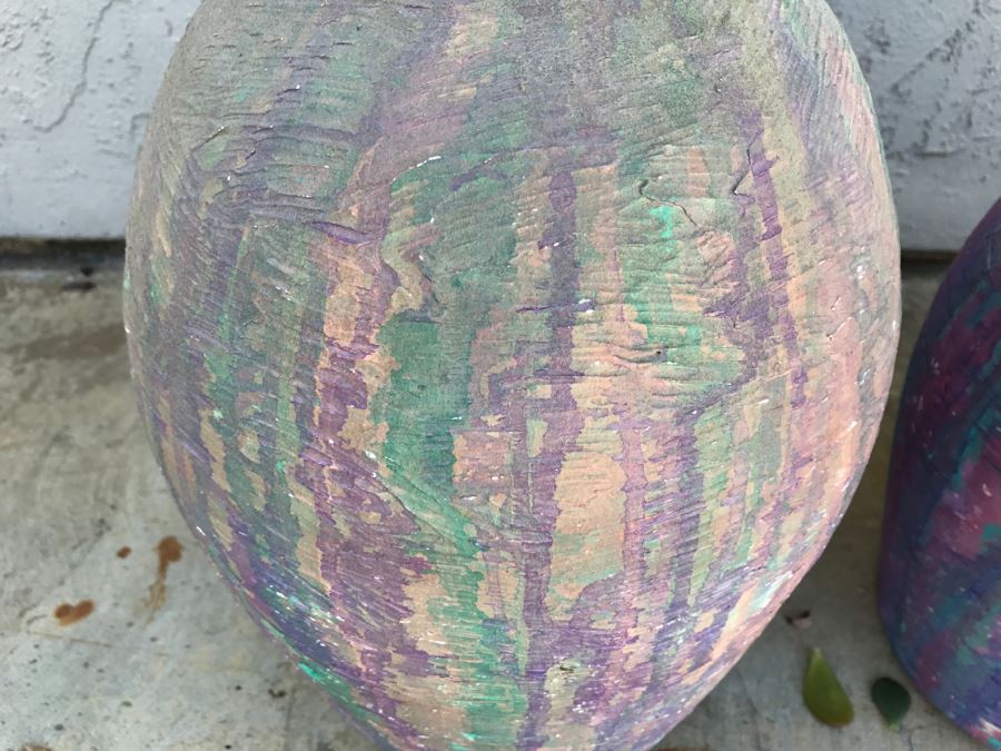 JUST ADDED - Set Of 3 Painted Pottery Pots [Photo 6]