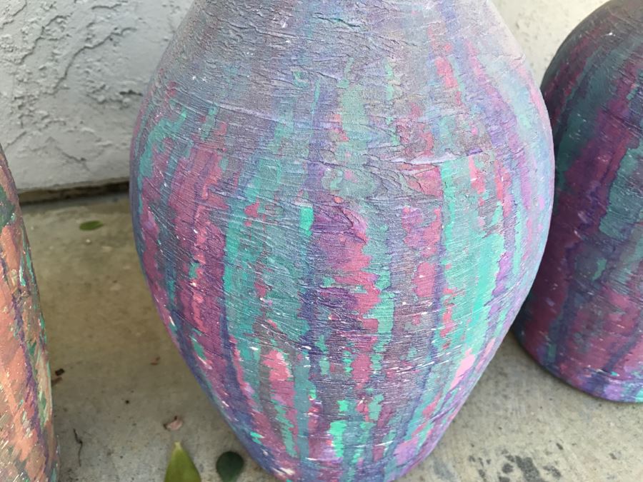 JUST ADDED - Set Of 3 Painted Pottery Pots [Photo 7]