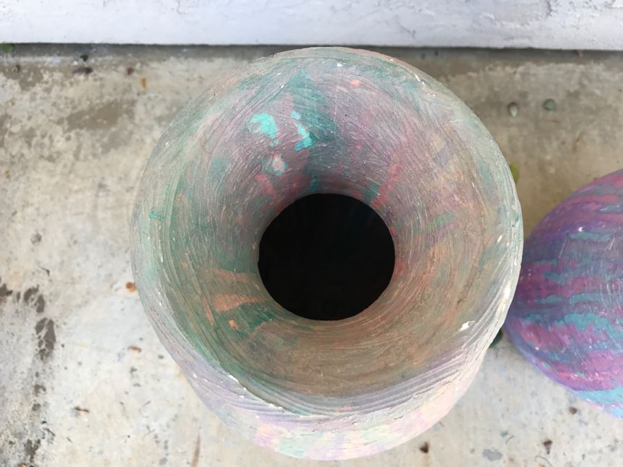 JUST ADDED - Set Of 3 Painted Pottery Pots [Photo 5]