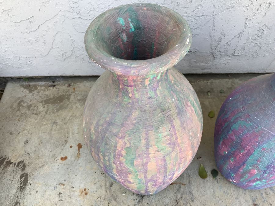 JUST ADDED - Set Of 3 Painted Pottery Pots [Photo 4]