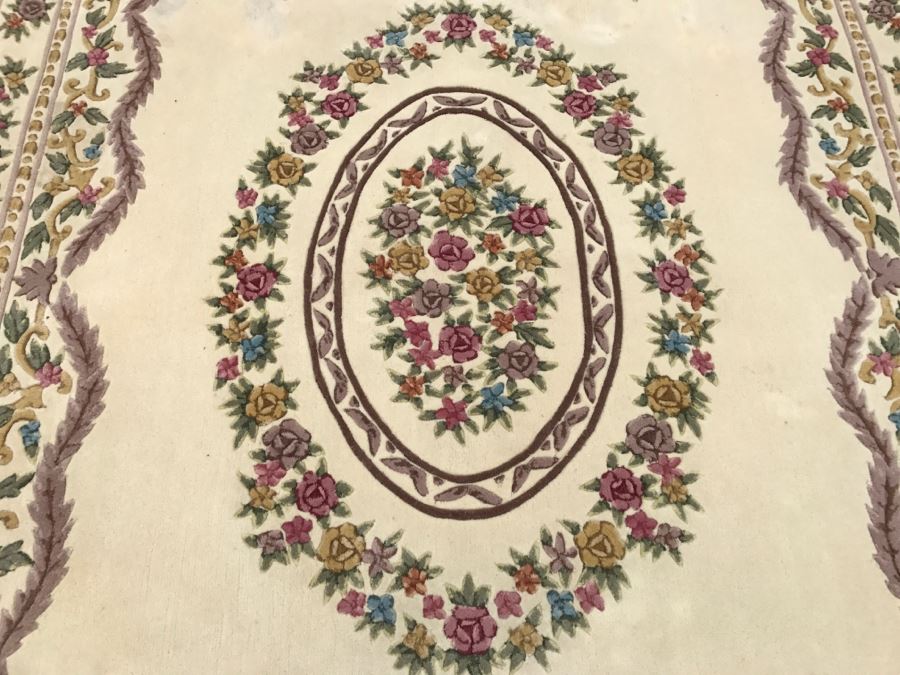 100% Virgin Wool Pile Hand Made Area Rug With Floral Motif 8' 3' x 10' 10' [Photo 3]