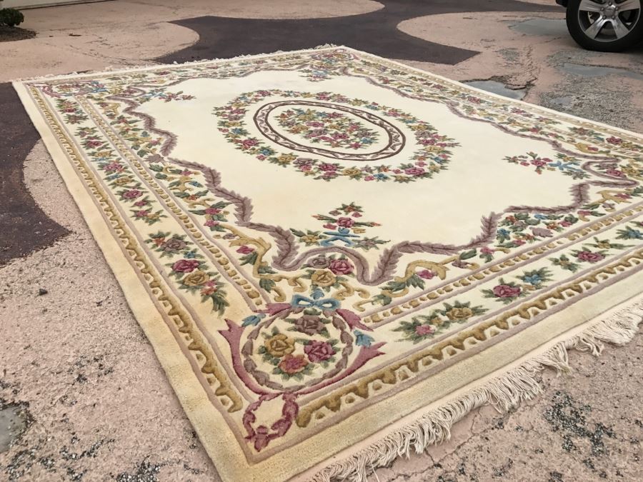 100% Virgin Wool Pile Hand Made Area Rug With Floral Motif 8' 3' x 10' 10' [Photo 6]