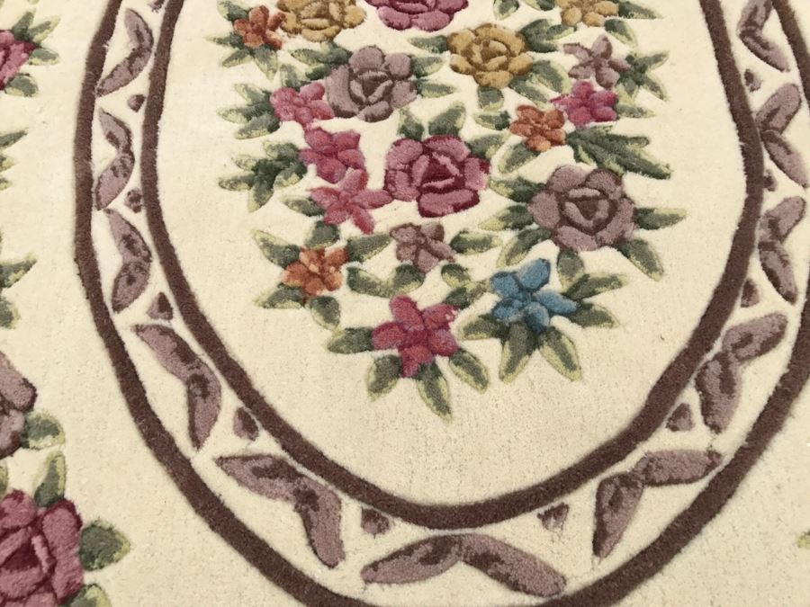 100% Virgin Wool Pile Hand Made Area Rug With Floral Motif 8' 3' x 10' 10' [Photo 4]