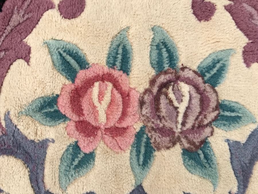 100% Virgin Wool Pile Chinese Hand Made Area Rug With Floral Motif 7'  10' x 9' 10' Retailed For $2,000 [Photo 6]