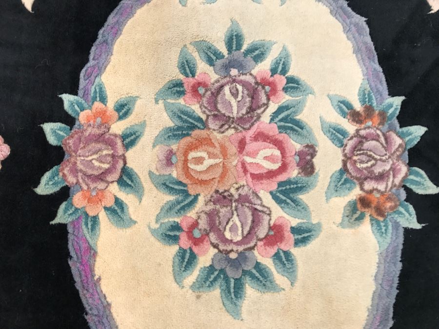 100% Virgin Wool Pile Chinese Hand Made Area Rug With Floral Motif 7'  10' x 9' 10' Retailed For $2,000 [Photo 8]
