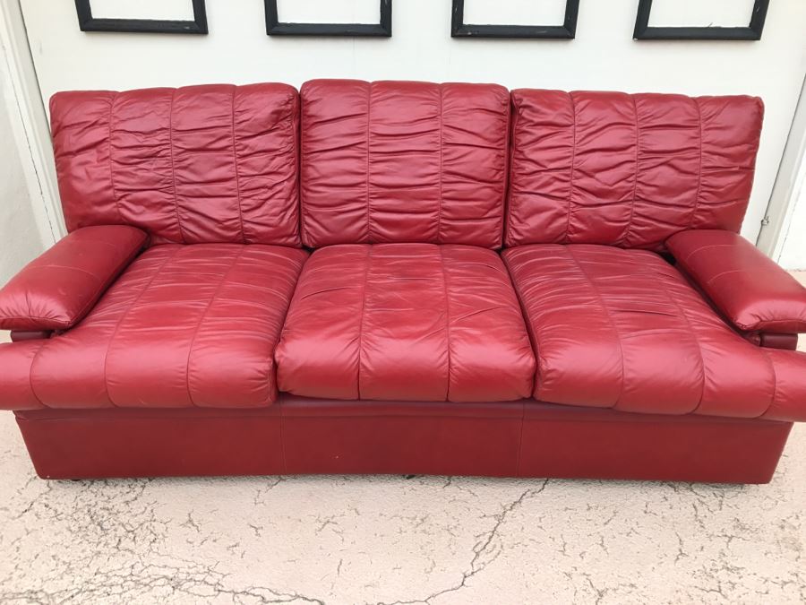 nice red leather sofa