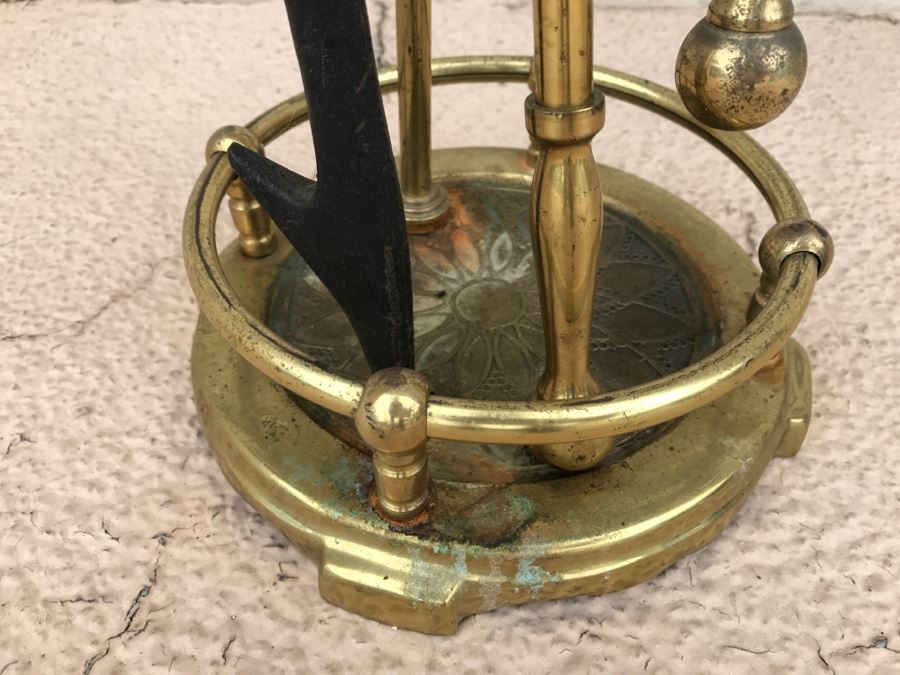Vintage Brass Fireplace Tools Set [Photo 4]