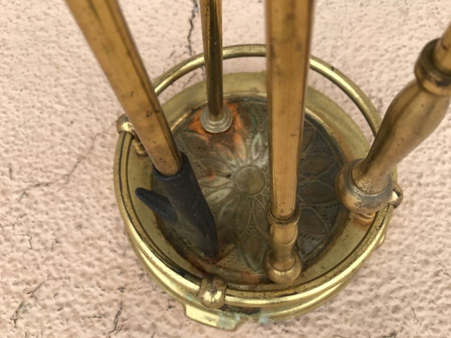 Vintage Brass Fireplace Tools Set [Photo 3]