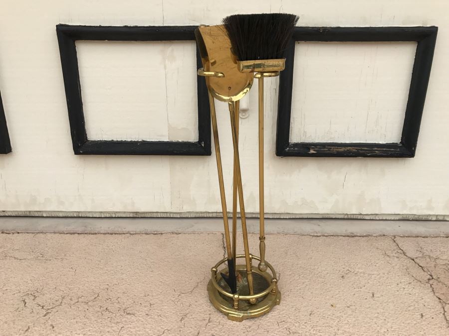 Vintage Brass Fireplace Tools Set