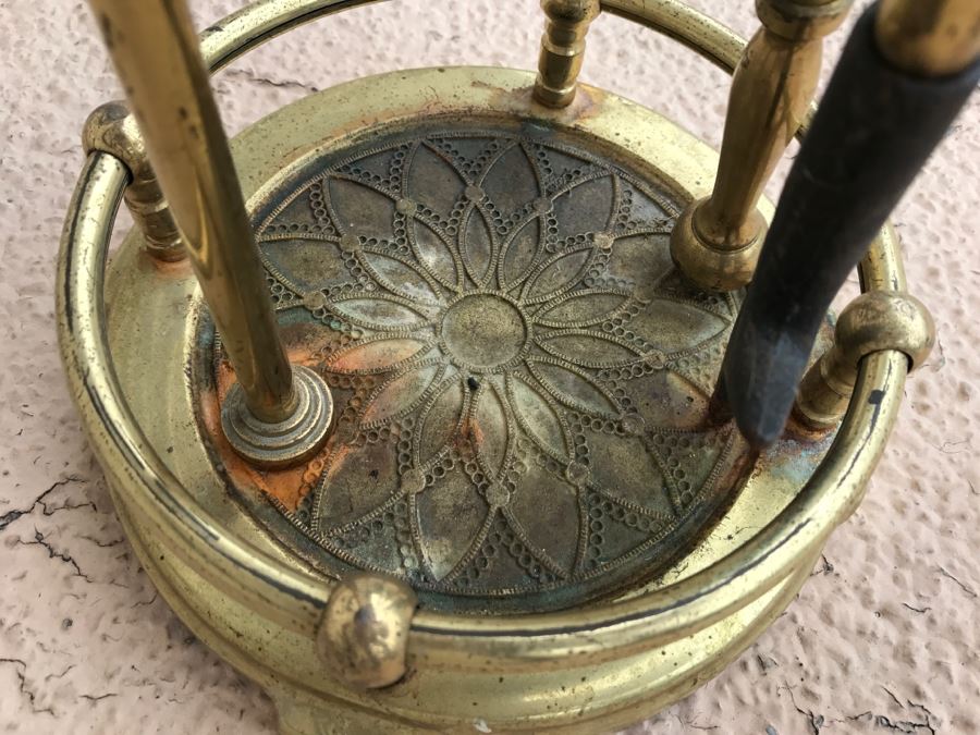 Vintage Brass Fireplace Tools Set [Photo 2]