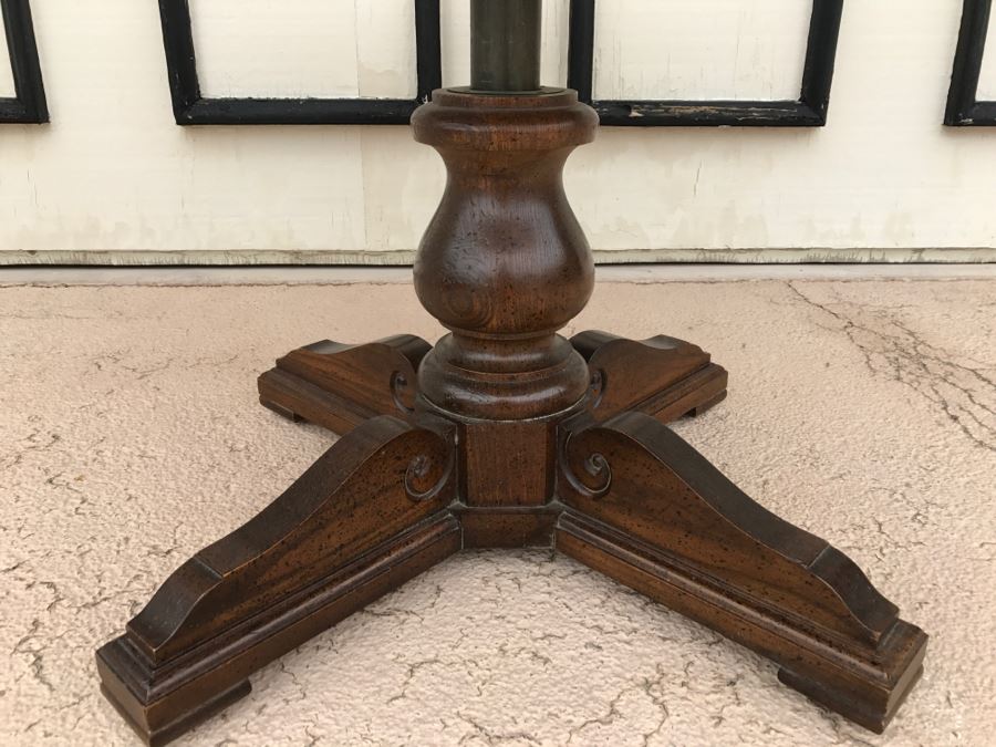 Vintage Parquet Top High-Low H-Lo Adjustable Pedestal Table [Photo 4]