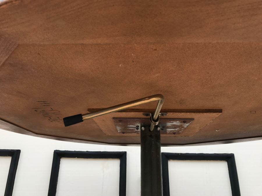 Vintage Parquet Top High-Low H-Lo Adjustable Pedestal Table [Photo 7]