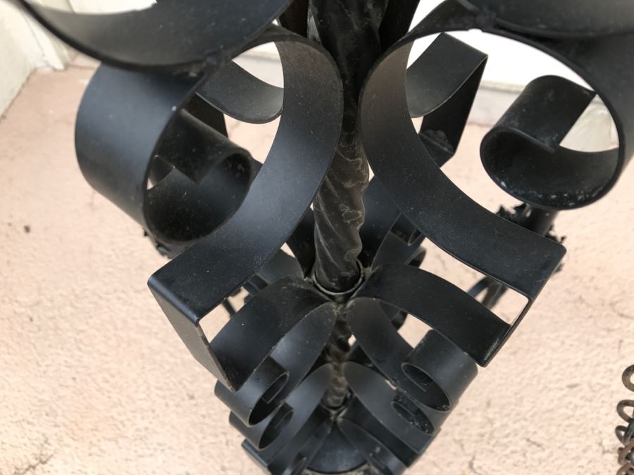 Ornate Vintage Black Metal Chandelier Light Fixture 4 Arms [Photo 8]