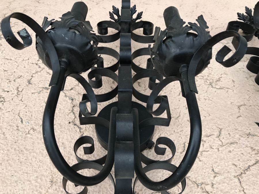 Pair Of Black Metal Wall Sconces Light Fixtures [Photo 7]