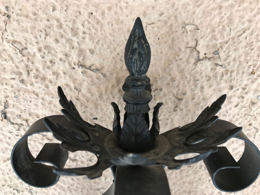 Pair Of Black Metal Wall Sconces Light Fixtures [Photo 9]