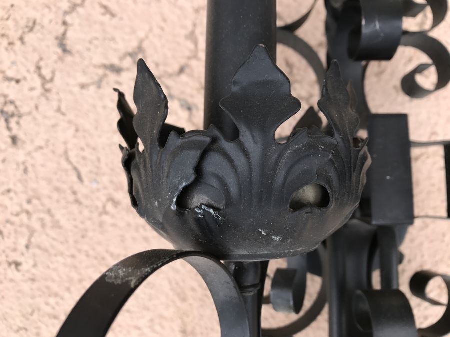 Pair Of Black Metal Wall Sconces Light Fixtures [Photo 8]