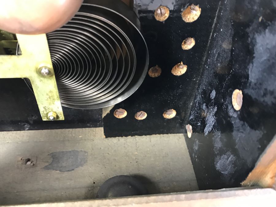 Vintage Wooden Mantle Clock With Metal Ornamentation Made In USA Maker Unknown Marbled Wood Working [Photo 20]