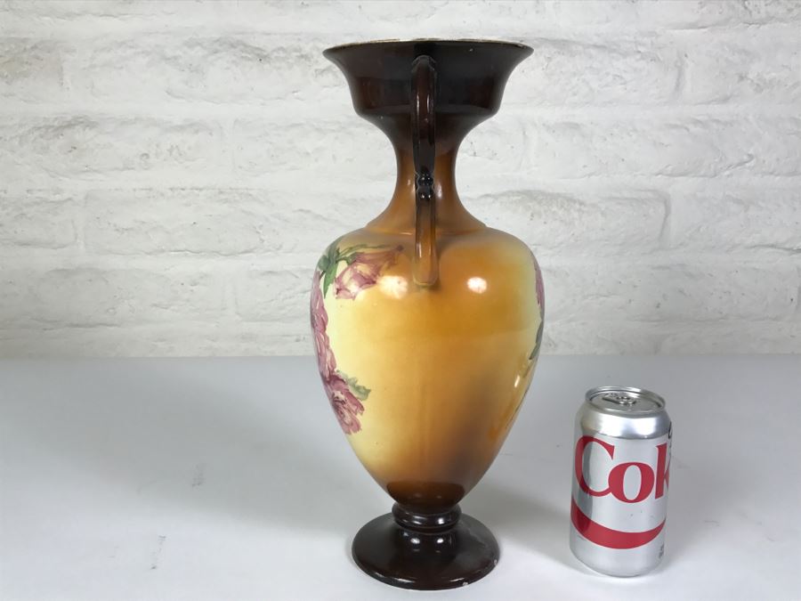 WARWICK Handled Vessel Vase With Rose Motif [Photo 8]