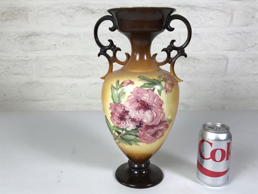 WARWICK Handled Vessel Vase With Rose Motif [Photo 9]