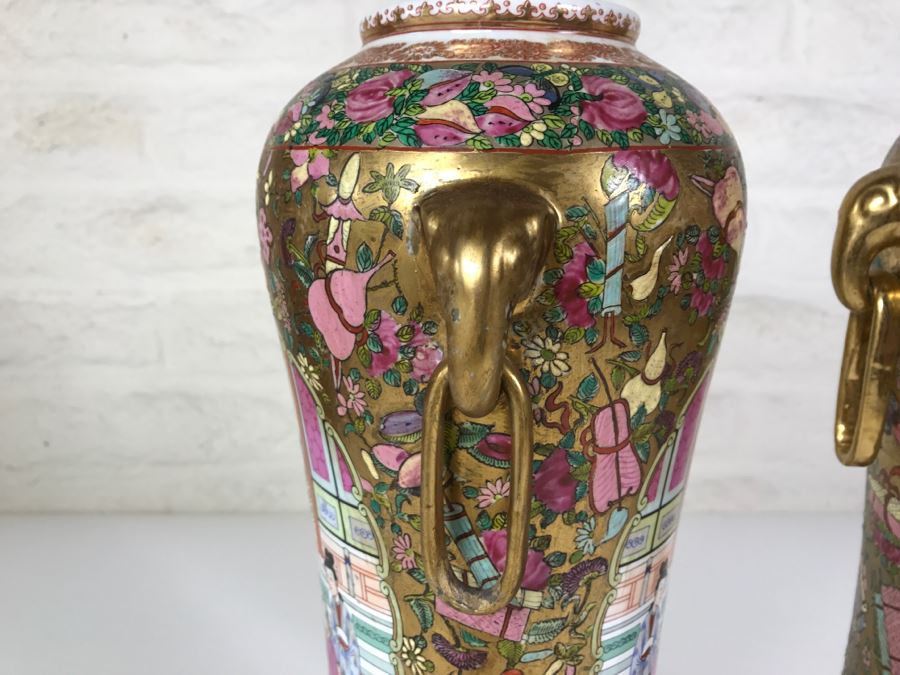 Stunning Pair Of Chinese Famille Rose Vases [Photo 19]