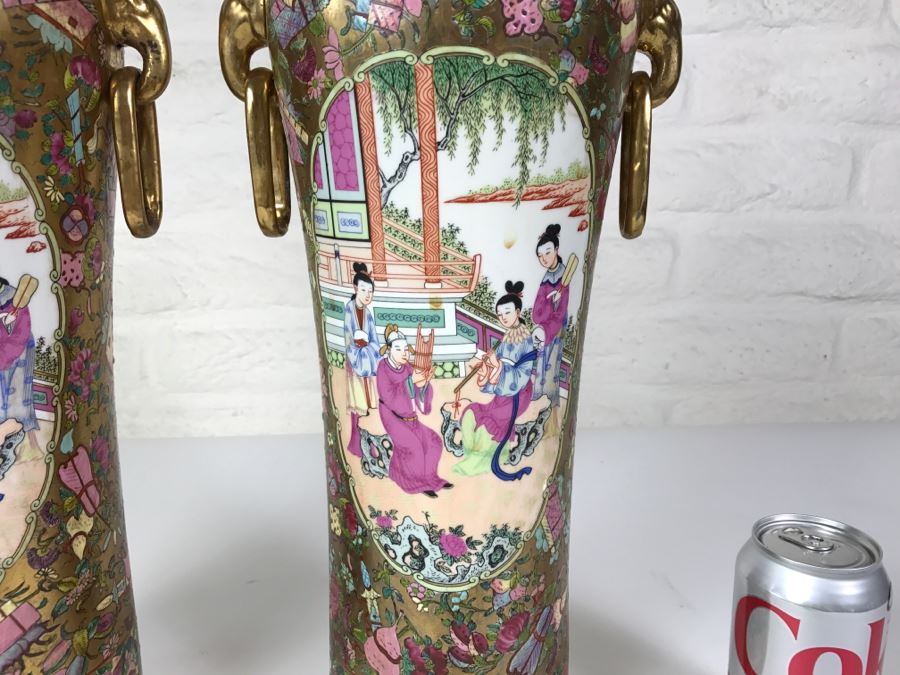 Stunning Pair Of Chinese Famille Rose Vases [Photo 29]