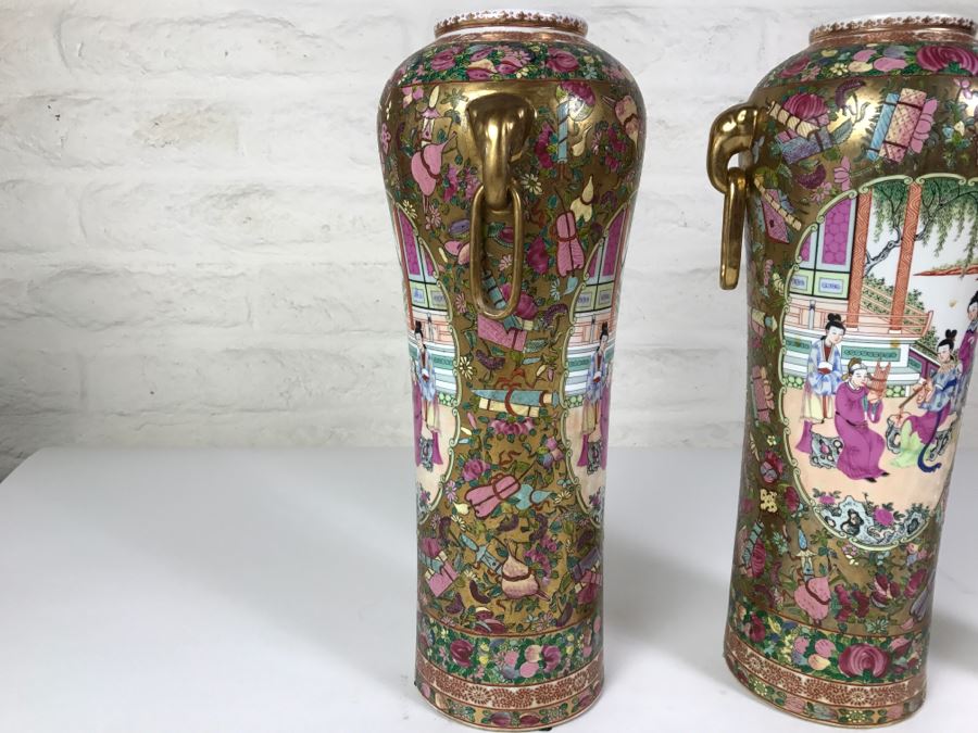 Stunning Pair Of Chinese Famille Rose Vases [Photo 18]