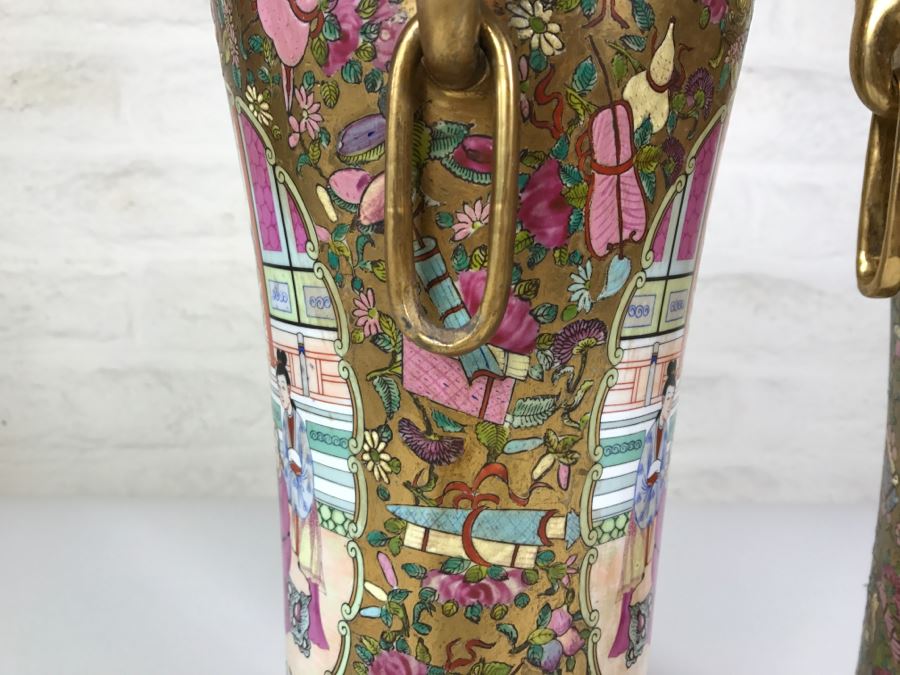 Stunning Pair Of Chinese Famille Rose Vases [Photo 21]