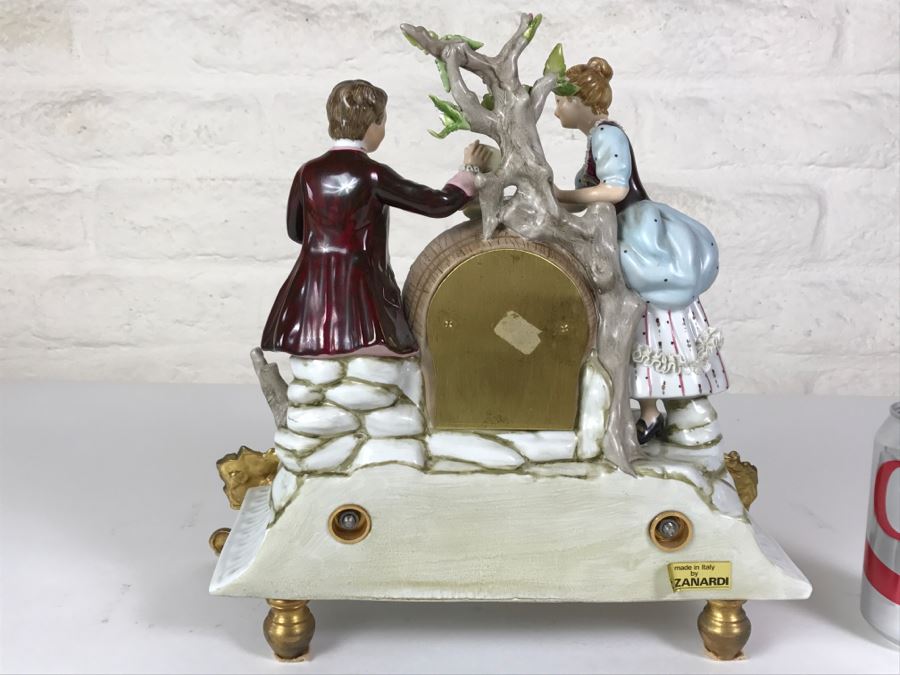 Fabulous Walt Hand Painted Porcelain Mantle Clock With Gilt Metal Base By C. Zanardi Made In Italy [Photo 10]