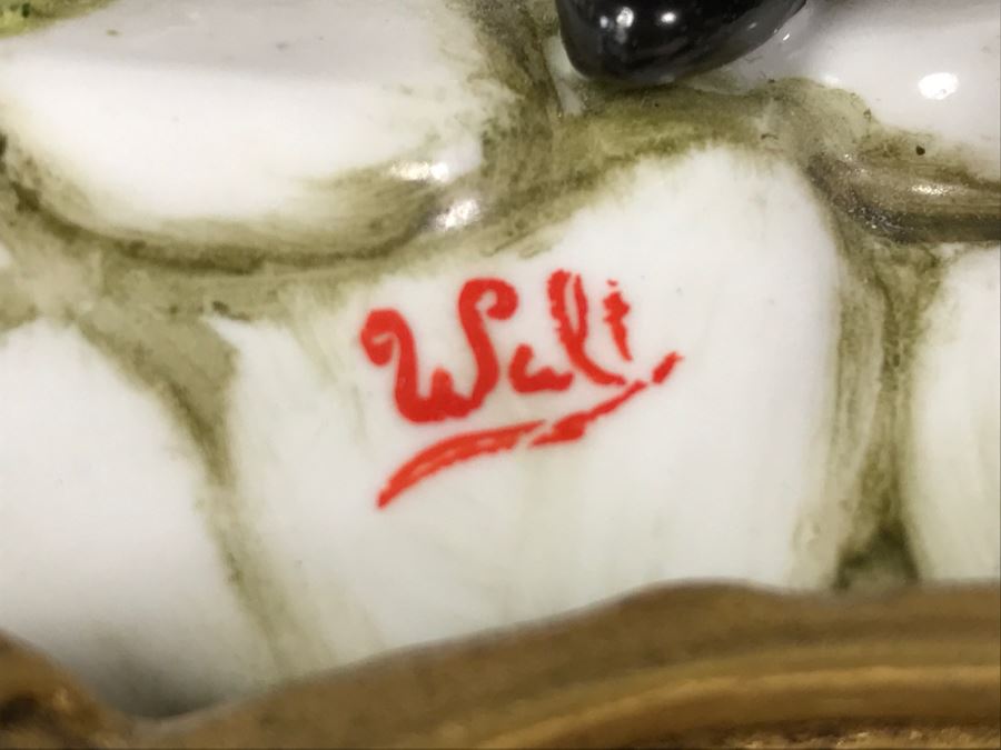 Fabulous Walt Hand Painted Porcelain Mantle Clock With Gilt Metal Base By C. Zanardi Made In Italy [Photo 5]