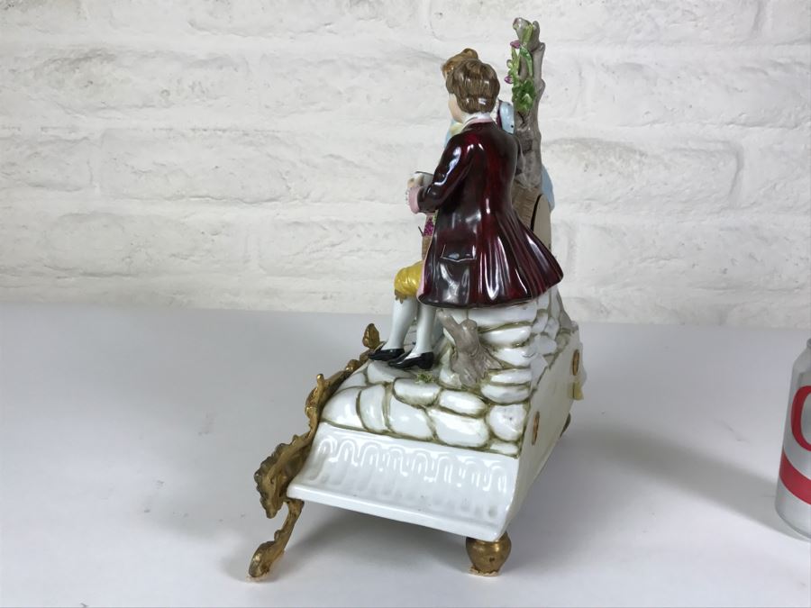 Fabulous Walt Hand Painted Porcelain Mantle Clock With Gilt Metal Base By C. Zanardi Made In Italy [Photo 9]