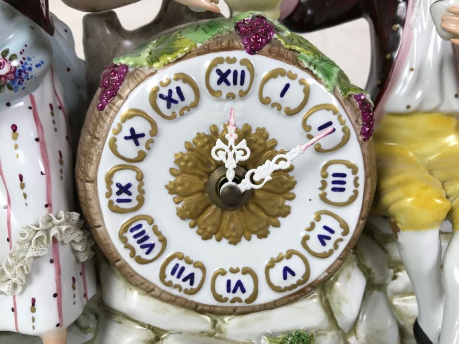 Fabulous Walt Hand Painted Porcelain Mantle Clock With Gilt Metal Base By C. Zanardi Made In Italy [Photo 3]