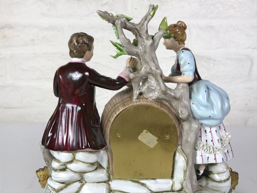 Fabulous Walt Hand Painted Porcelain Mantle Clock With Gilt Metal Base By C. Zanardi Made In Italy [Photo 11]