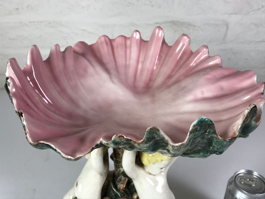 Large Vintage Soap Dish 3 Boys Holding Up Leaf [Photo 2]