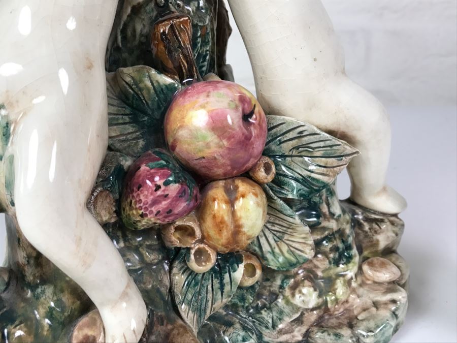 Large Vintage Soap Dish 3 Boys Holding Up Leaf [Photo 7]