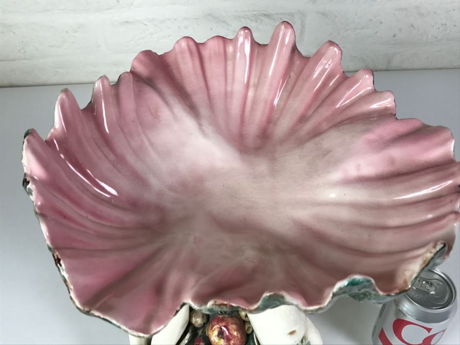 Large Vintage Soap Dish 3 Boys Holding Up Leaf [Photo 3]