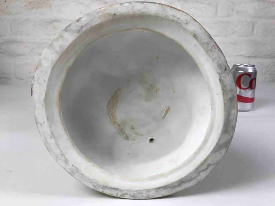 Large Beautifully Painted Figure Of Woman Holding Baskets Gold Accented [Photo 17]