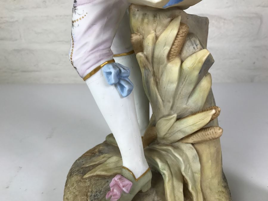 Large Beautifully Painted Figure Of Woman Holding Baskets Gold Accented [Photo 15]