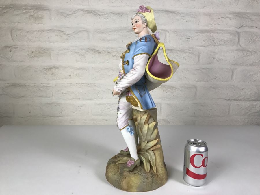 Large Beautifully Painted Figure Of Woman Holding Baskets Gold Accented [Photo 14]