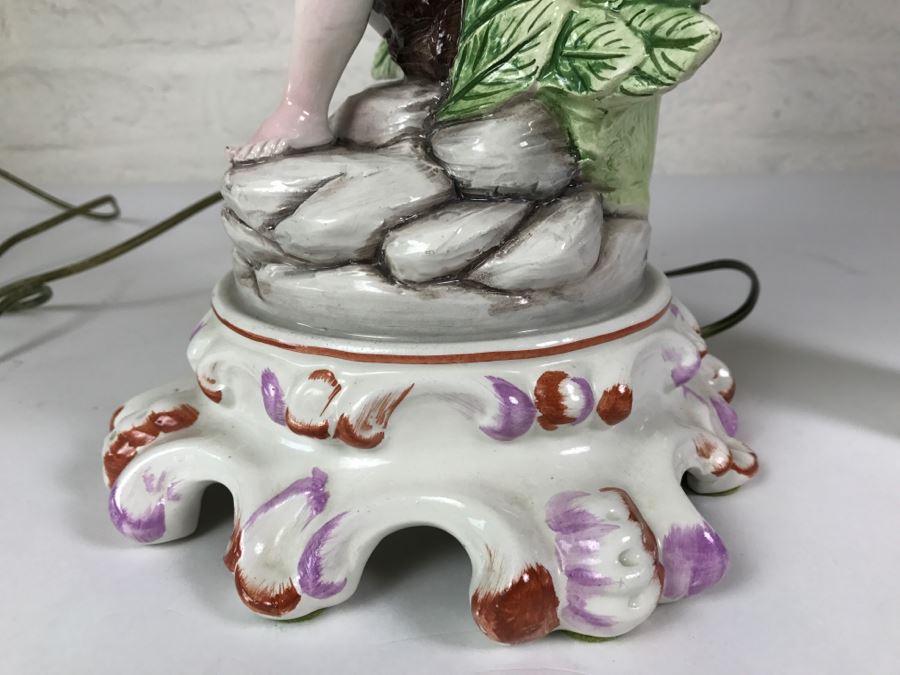 Hand Painted D Polo-Uiato Lamp Of Boy With Accordian Capodimonte Porcelain Made In Italy Signed [Photo 8]