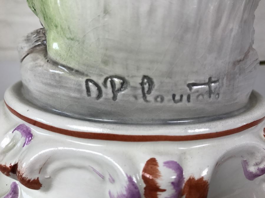 Hand Painted D Polo-Uiato Lamp Of Boy With Accordian Capodimonte Porcelain Made In Italy Signed [Photo 10]