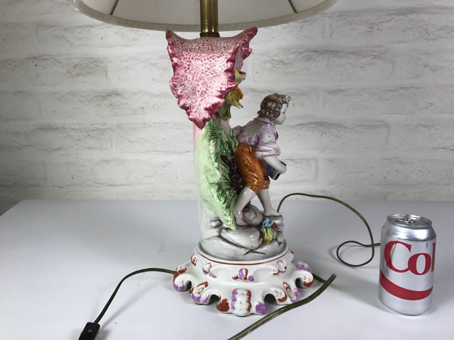 Hand Painted D Polo-Uiato Lamp Of Boy With Accordian Capodimonte Porcelain Made In Italy Signed [Photo 12]
