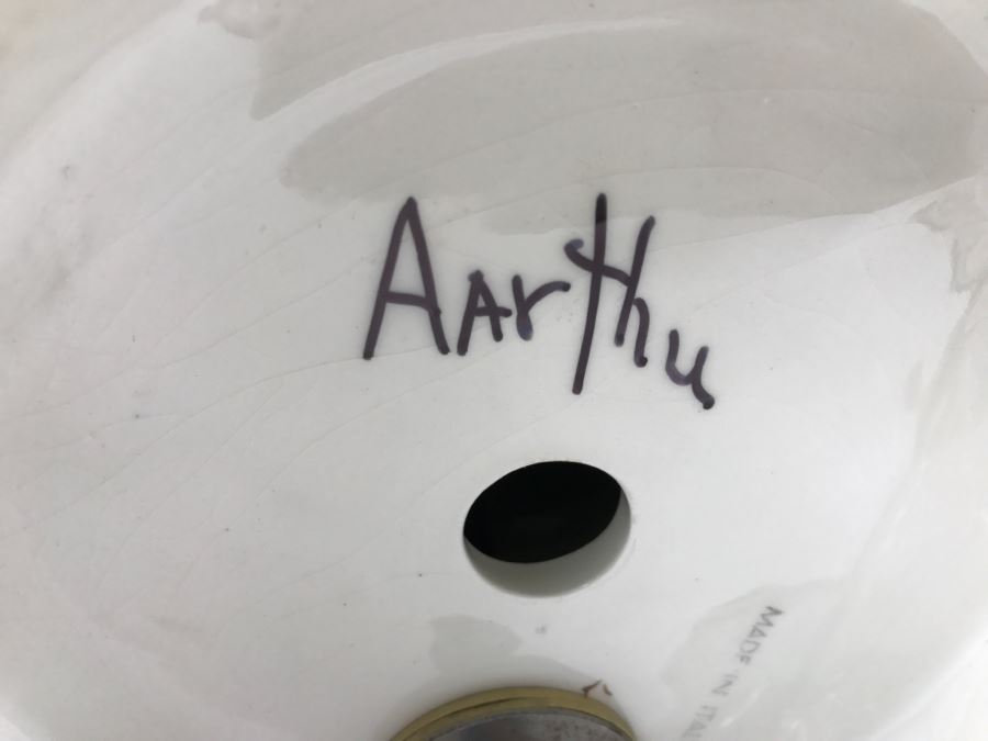 Hand Painted D Polo-Uiato Lamp Of Boy With Accordian Capodimonte Porcelain Made In Italy Signed [Photo 15]